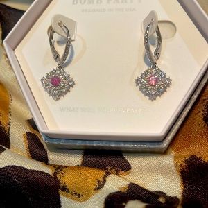 Pink sterling dangle earrings